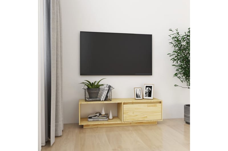 tv-skab 110x30x33,5 cm massivt fyrretræ - Brun - TV-borde