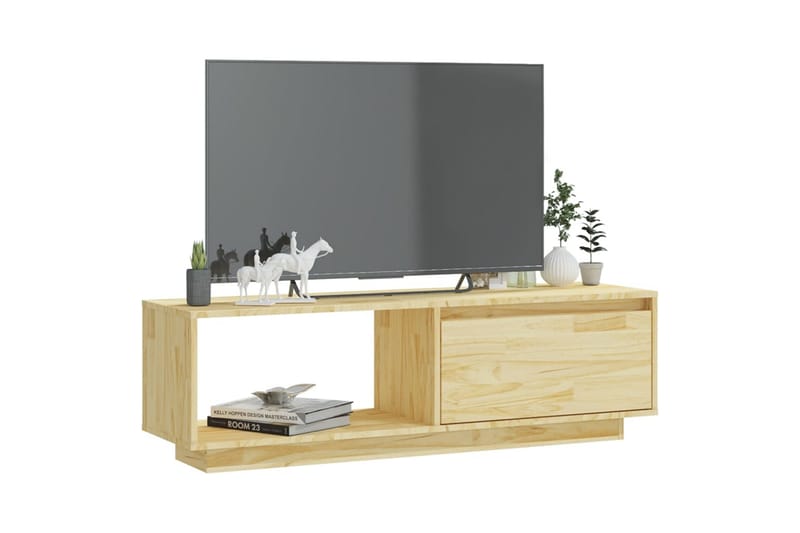 tv-skab 110x30x33,5 cm massivt fyrretræ - Brun - TV-borde