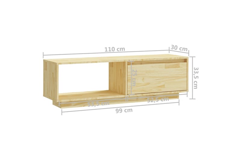 tv-skab 110x30x33,5 cm massivt fyrretræ - Brun - TV-borde