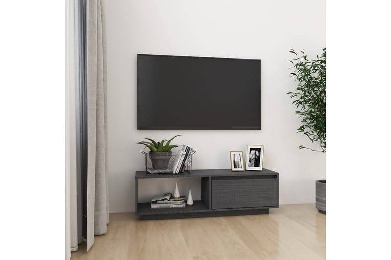 tv-skab 110x30x33,5 cm massivt fyrretræ grå - Grå - TV-borde