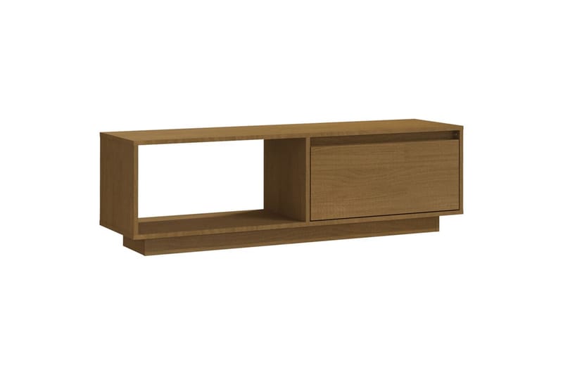 tv-skab 110x30x33,5  cm massivt fyrretræ gyldenbrun - Brun - TV-borde