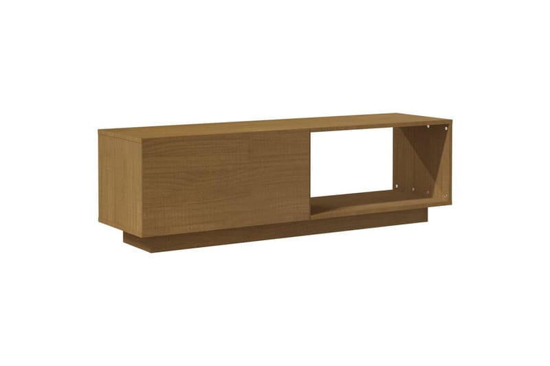 tv-skab 110x30x33,5  cm massivt fyrretræ gyldenbrun - Brun - TV-borde