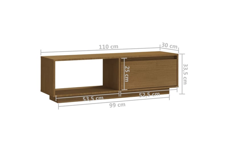 tv-skab 110x30x33,5  cm massivt fyrretræ gyldenbrun - Brun - TV-borde