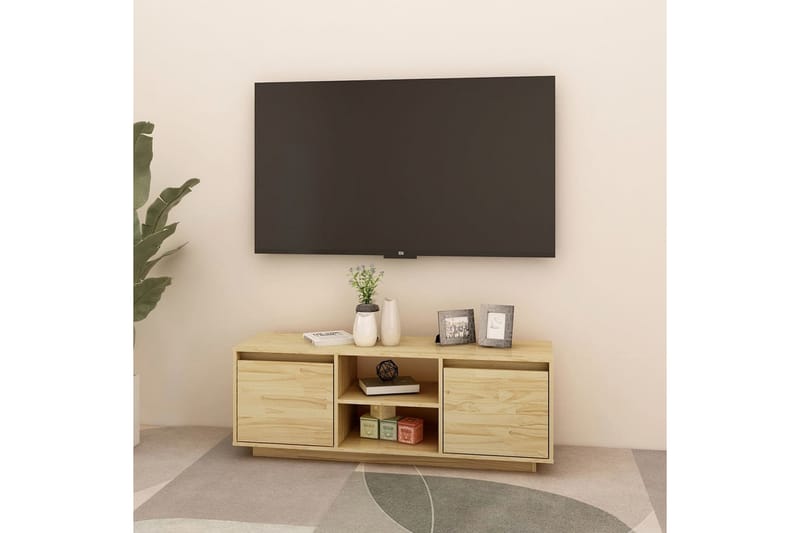 tv-skab 110x30x40 cm massivt fyrretræ - Brun - Møbler - TV borde & mediemøbler - TV-borde