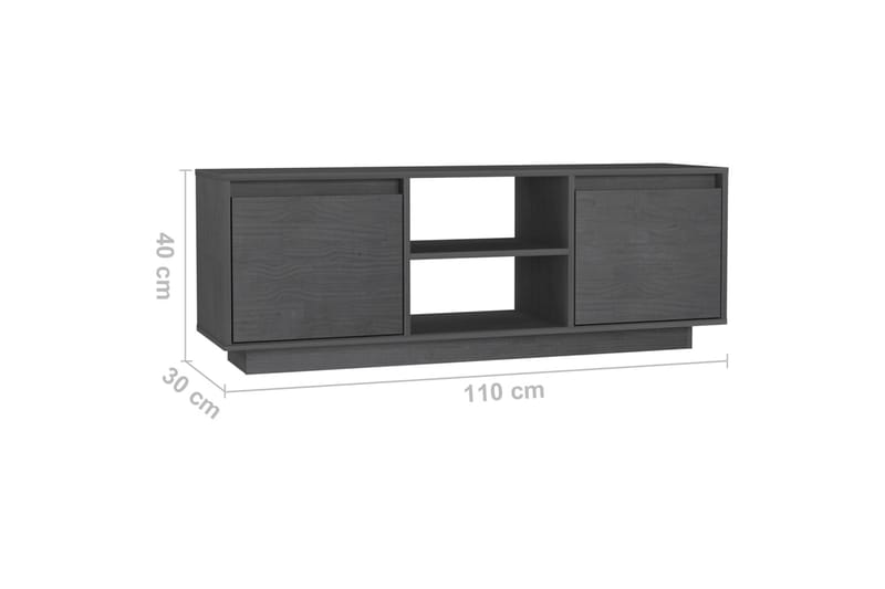 tv-skab 110x30x40 cm massivt fyrretræ grå - Grå - TV-borde