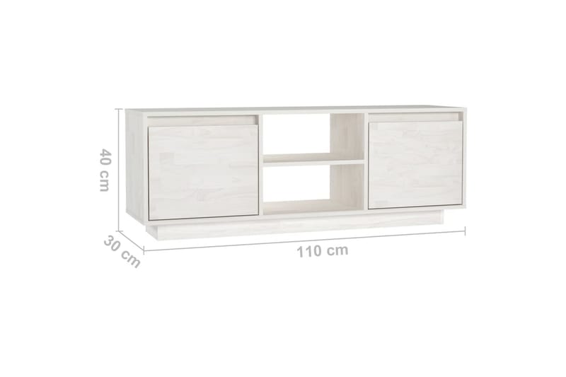 tv-skab 110x30x40 cm massivt fyrretræ hvid - Hvid - TV-borde