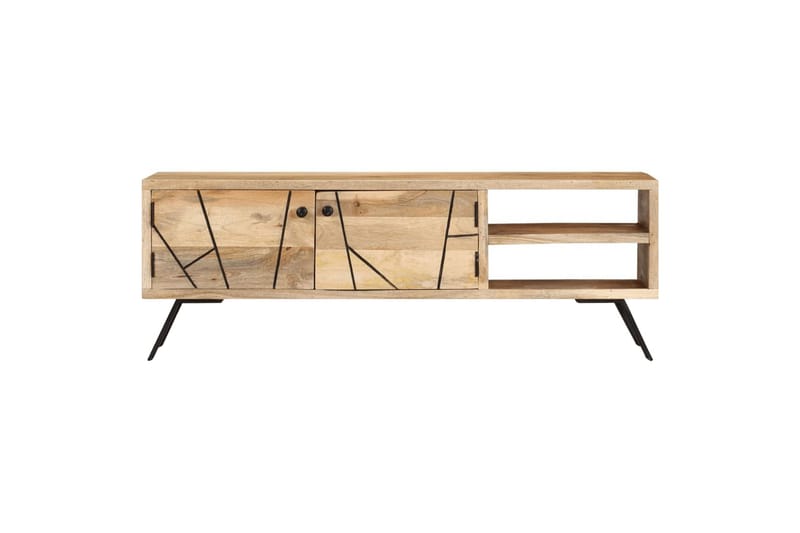 tv-skab 110x30x40 cm massivt mangotræ - Grå - Møbler - TV borde & mediemøbler - TV-borde