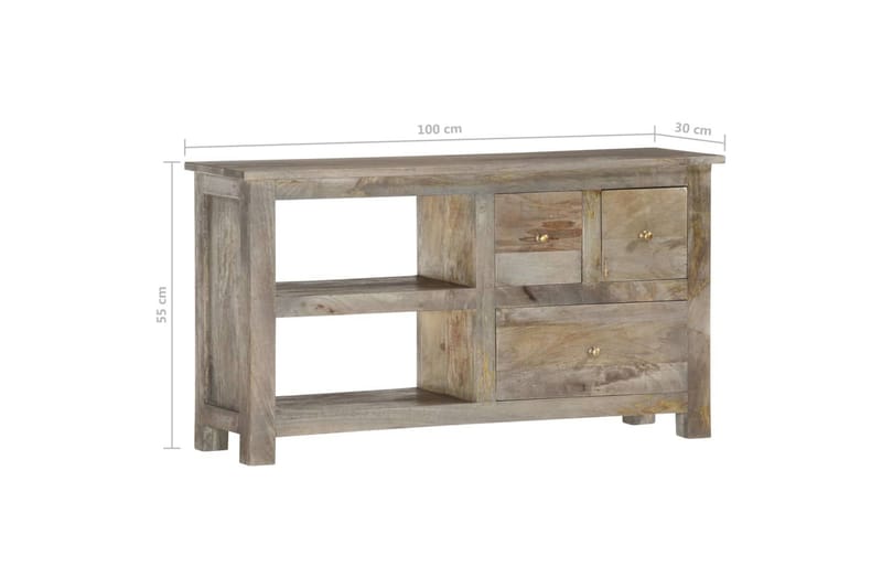 Tv-Skab 110x30x55 cm Massivt Mangotræ - Grå - Møbler - TV borde & mediemøbler - TV-borde
