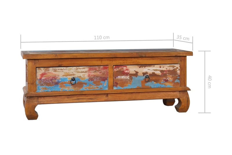 Tv-Skab 110x35x40 cm Massivt Teaktræ - Møbler - TV borde & mediemøbler - TV-borde