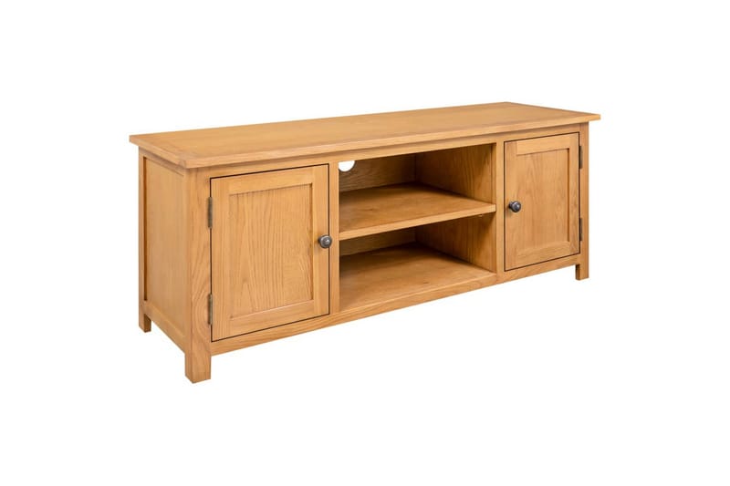 tv-skab 110x35x44 cm massivt egetræ - Brun - Møbler - TV borde & mediemøbler - TV-borde