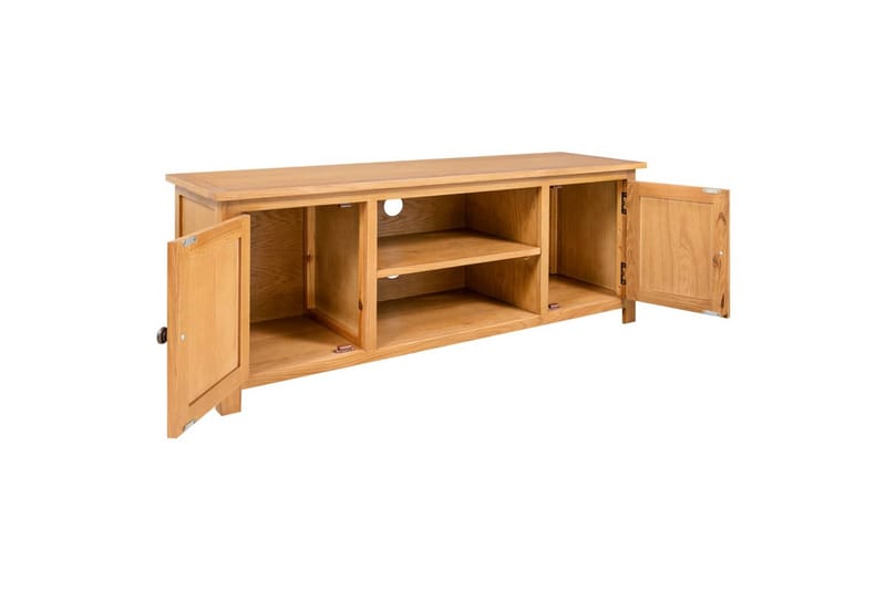 tv-skab 110x35x44 cm massivt egetræ - Brun - Møbler - TV borde & mediemøbler - TV-borde