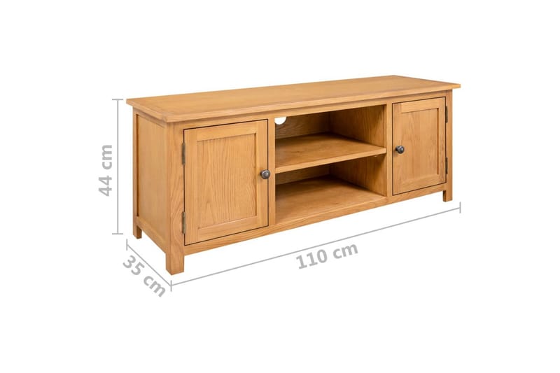 tv-skab 110x35x44 cm massivt egetræ - Brun - Møbler - TV borde & mediemøbler - TV-borde