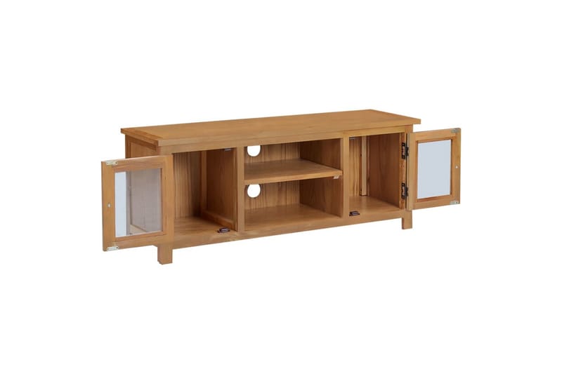 tv-skab 110x35x44 cm massivt egetræ - Brun - TV-borde