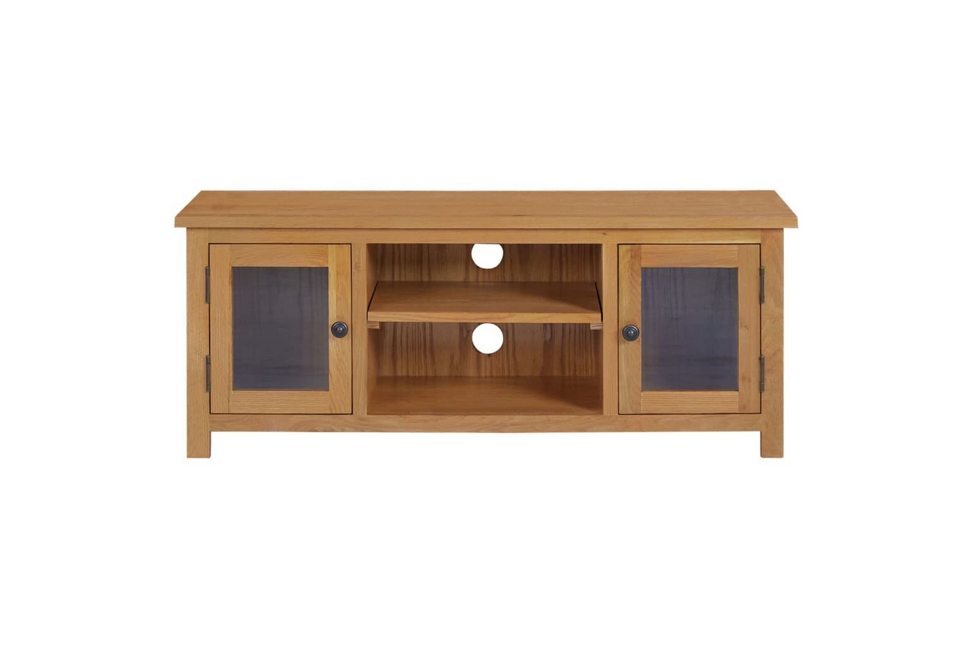 tv-skab 110x35x44 cm massivt egetræ - Brun - Møbler - TV borde & mediemøbler - TV-borde