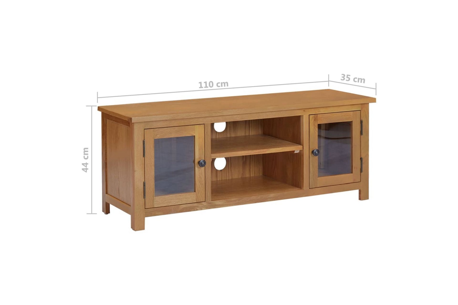 tv-skab 110x35x44 cm massivt egetræ - Brun - Møbler - TV borde & mediemøbler - TV-borde