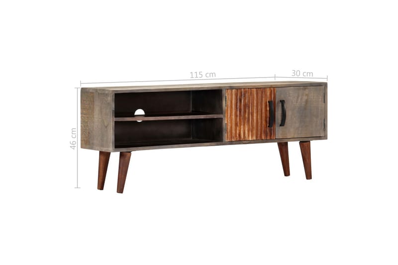 Tv-Skab 115 X 30 X 46 Cm Massivt Ru Mangotræ Grå - Grå - Møbler - TV borde & mediemøbler - TV-borde