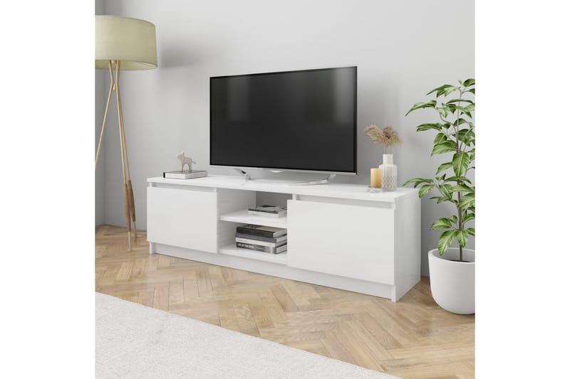 Tv-skab 120 x 30 x 35,5 cm spånplade hvid højglans - Hvid - TV-borde