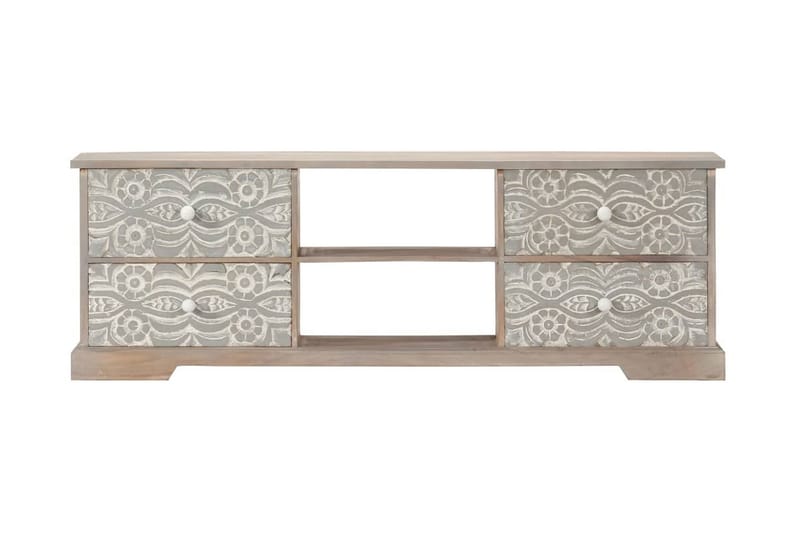 Tv-Skab 120 X 30 X 40 Cm Massivt Akacietræ - Hvid - Møbler - TV borde & mediemøbler - TV-borde