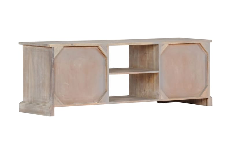 Tv-Skab 120 X 30 X 40 Cm Massivt Akacietræ - Hvid - Møbler - TV borde & mediemøbler - TV-borde