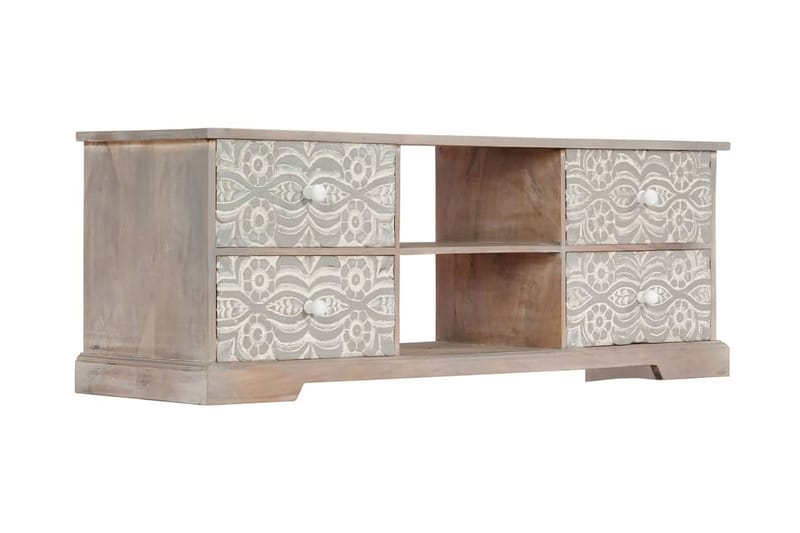 Tv-Skab 120 X 30 X 40 Cm Massivt Akacietræ - Hvid - Møbler - TV borde & mediemøbler - TV-borde