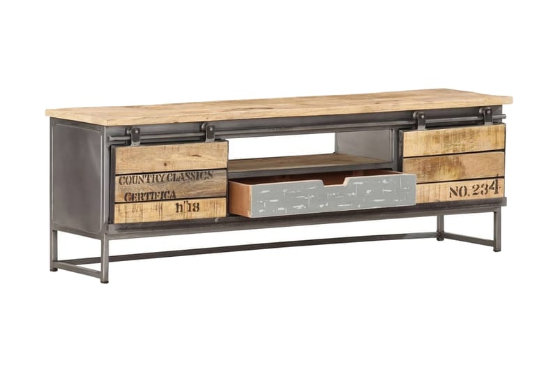 tv-skab 120 x 30 x 40 cm massivt mangotræ - Grå - Møbler - TV borde & mediemøbler - TV-borde