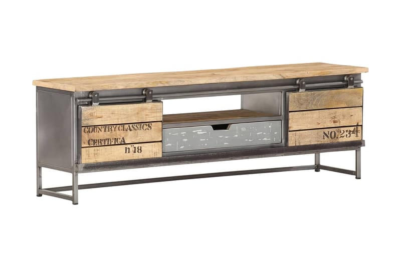 tv-skab 120 x 30 x 40 cm massivt mangotræ - Grå - Møbler - TV borde & mediemøbler - TV-borde