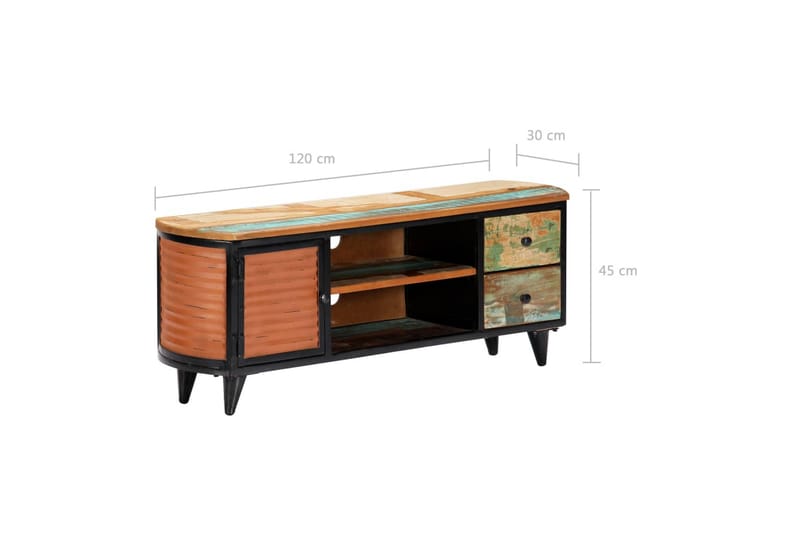 Tv-Skab 120 X 30 X 45 Cm Massivt Genanvendt Træ - Flerfarvet - Møbler - TV borde & mediemøbler - TV-borde