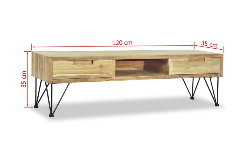 Tv-Skab 120 X 35 X 35 Cm Massivt Teaktræ - Brun - TV-borde