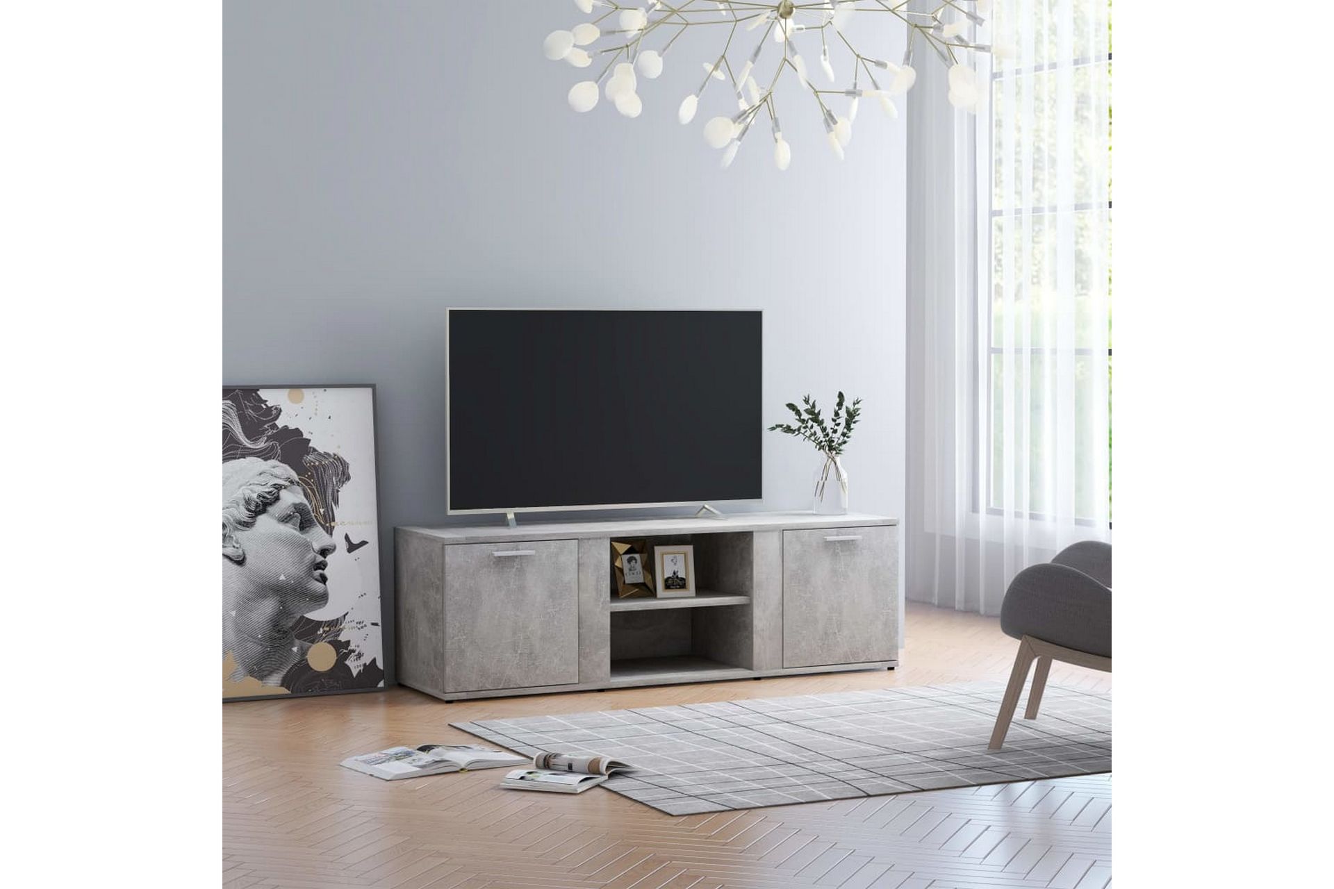 Tv-Skab 120x34x37 cm Spånplade Betongrå - Grå - Møbler - TV borde & mediemøbler - TV-borde
