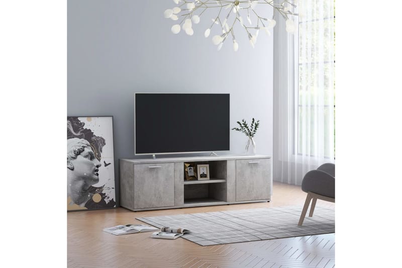 Tv-Skab 120x34x37 cm Spånplade Betongrå - Grå - TV-borde