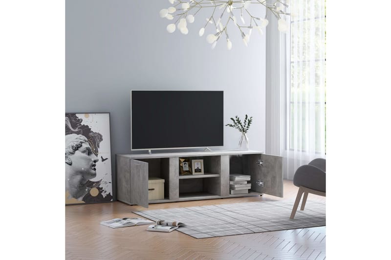 Tv-Skab 120x34x37 cm Spånplade Betongrå - Grå - TV-borde