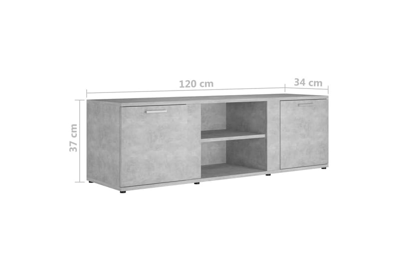 Tv-Skab 120x34x37 cm Spånplade Betongrå - Grå - TV-borde