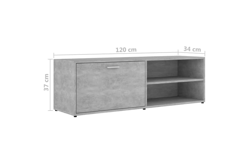 Tv-Skab 120x34x37 cm Spånplade Betongrå - Grå - TV-borde