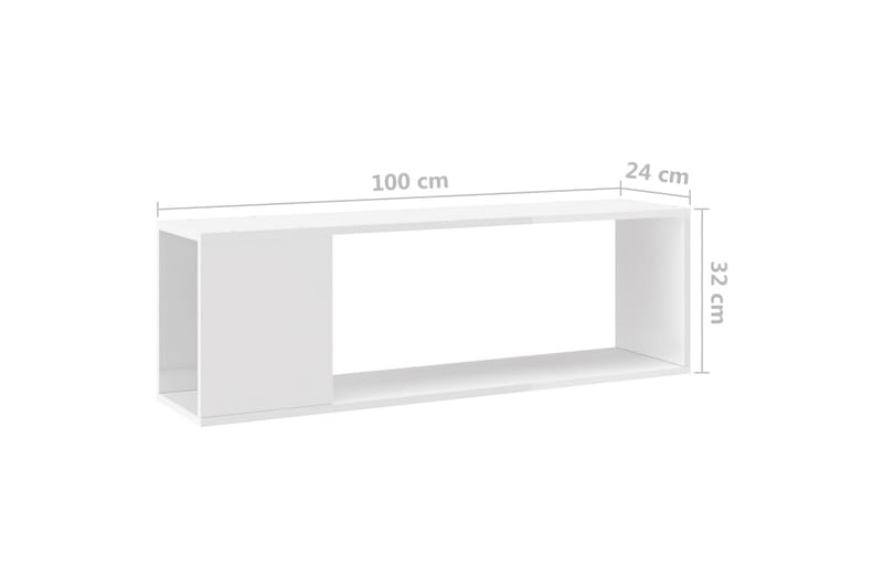 tv-skab 120x34x37 cm spånplade Hvid højglans - Hvid - TV-borde