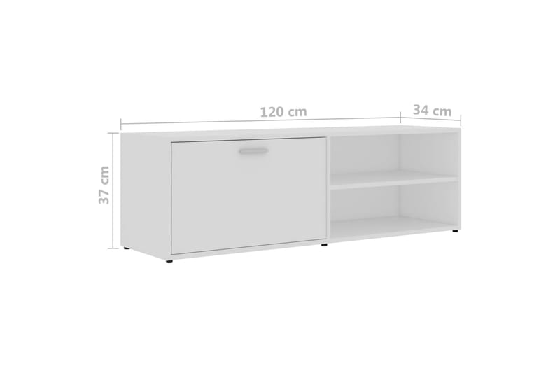 Tv-Skab 120x34x37 cm Spånplade Hvid - Hvid - TV-borde