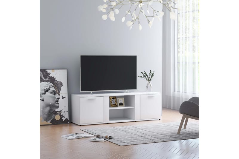 Tv-Skab 120x34x37 cm Spånplade Hvid - Hvid - TV-borde