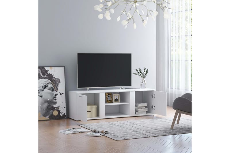 Tv-Skab 120x34x37 cm Spånplade Hvid - Hvid - TV-borde