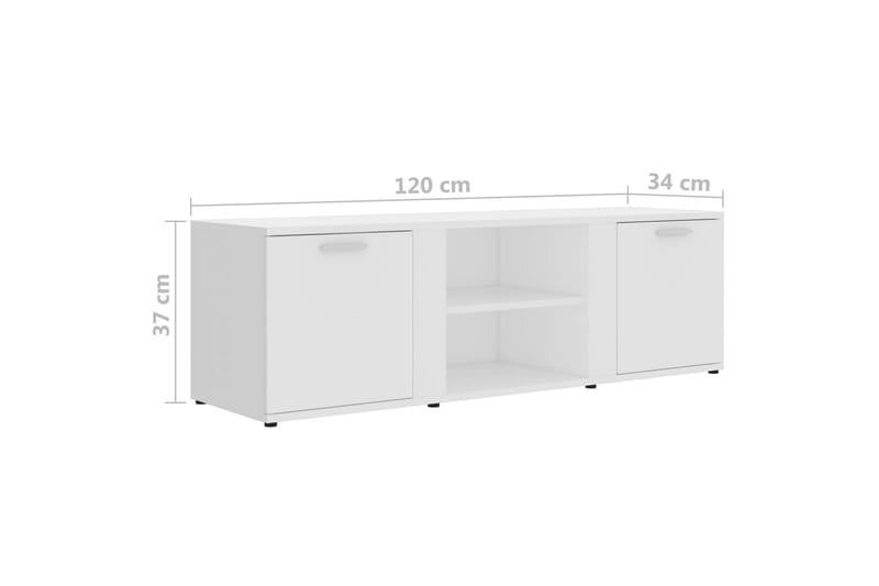 Tv-Skab 120x34x37 cm Spånplade Hvid - Hvid - TV-borde