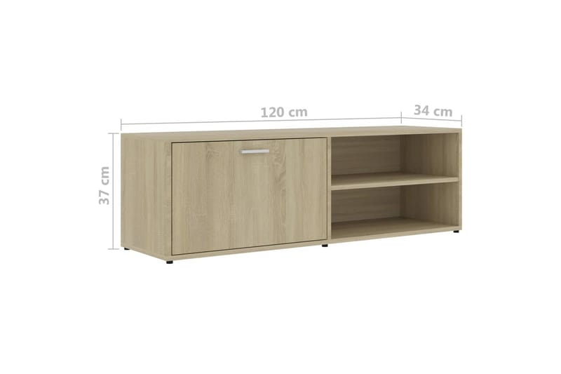 Tv-Skab 120x34x37 cm Spånplade Sonoma-Eg - Brun - TV-borde