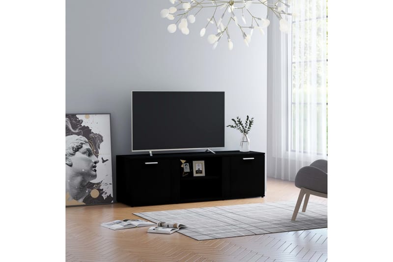 Tv-Skab 120x34x37 cm Spånplade Sort - Sort - Møbler - TV borde & mediemøbler - TV-borde