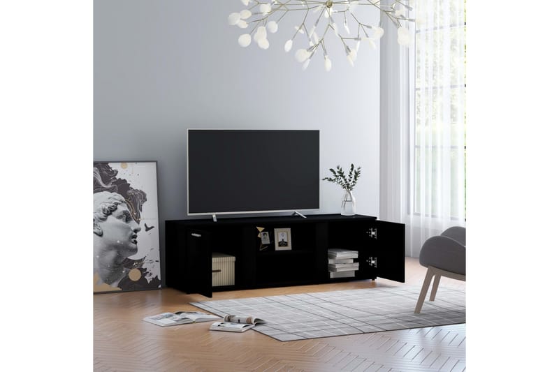 Tv-Skab 120x34x37 cm Spånplade Sort - Sort - Møbler - TV borde & mediemøbler - TV-borde