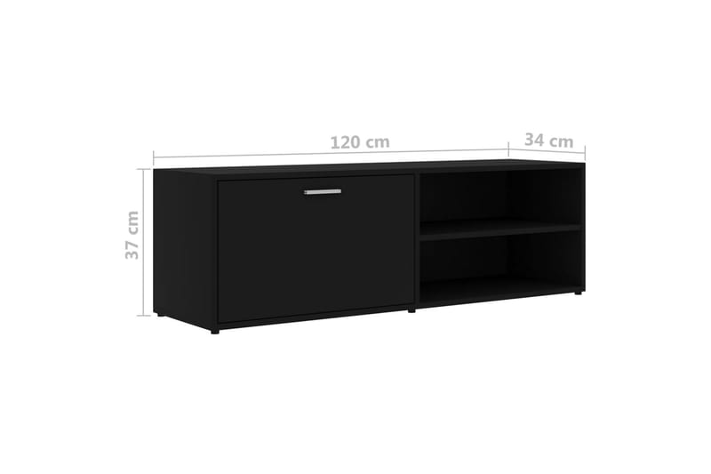 Tv-Skab 120x34x37 cm Spånplade Sort - Sort - TV-borde