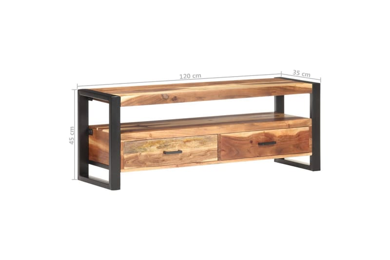 tv-skab 120x35x45 cm massivt træ med sheeshamfinish - Brun - TV-borde