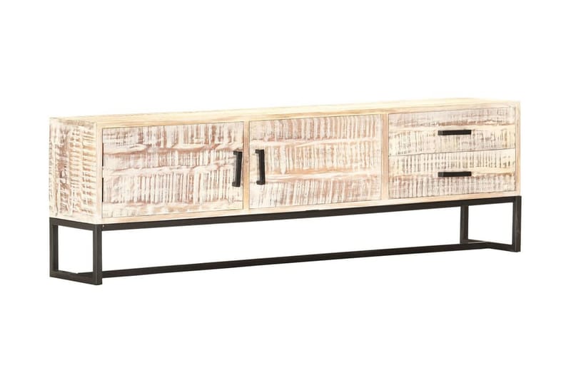 tv-skab 140 x 30 x 45 cm massivt akacietræ hvid - Hvid - Møbler - TV borde & mediemøbler - TV-borde
