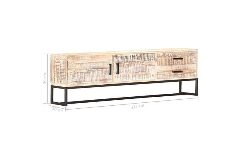tv-skab 140 x 30 x 45 cm massivt akacietræ hvid - Hvid - Møbler - TV borde & mediemøbler - TV-borde