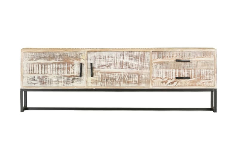 tv-skab 140 x 30 x 45 cm massivt akacietræ hvid - Hvid - Møbler - TV borde & mediemøbler - TV-borde