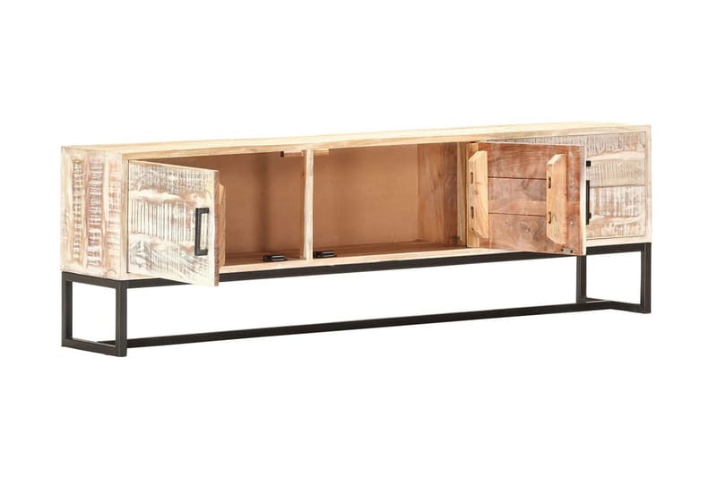 tv-skab 140 x 30 x 45 cm massivt akacietræ hvid - Hvid - Møbler - TV borde & mediemøbler - TV-borde