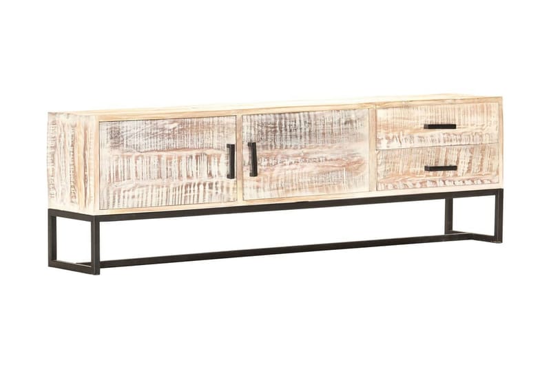tv-skab 140 x 30 x 45 cm massivt akacietræ hvid - Hvid - Møbler - TV borde & mediemøbler - TV-borde