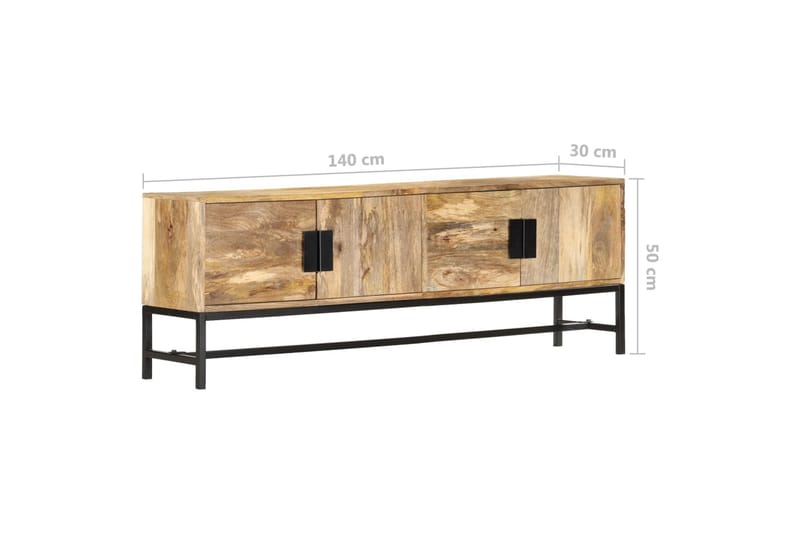 Tv-Skab 140 X 30 X 50 cm Massivt Mangotræ - Brun - TV-borde