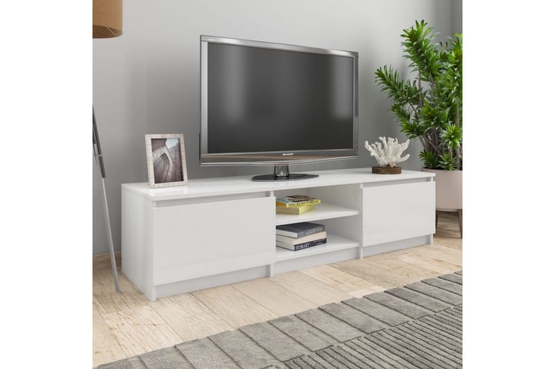 Tv-Skab 140 X 40 X 35,5 Cm Spånplade Hvid Højglans - Hvid - TV-borde